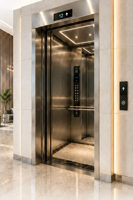 Sino Hyundai elevator doors in a marble-clad lobby
