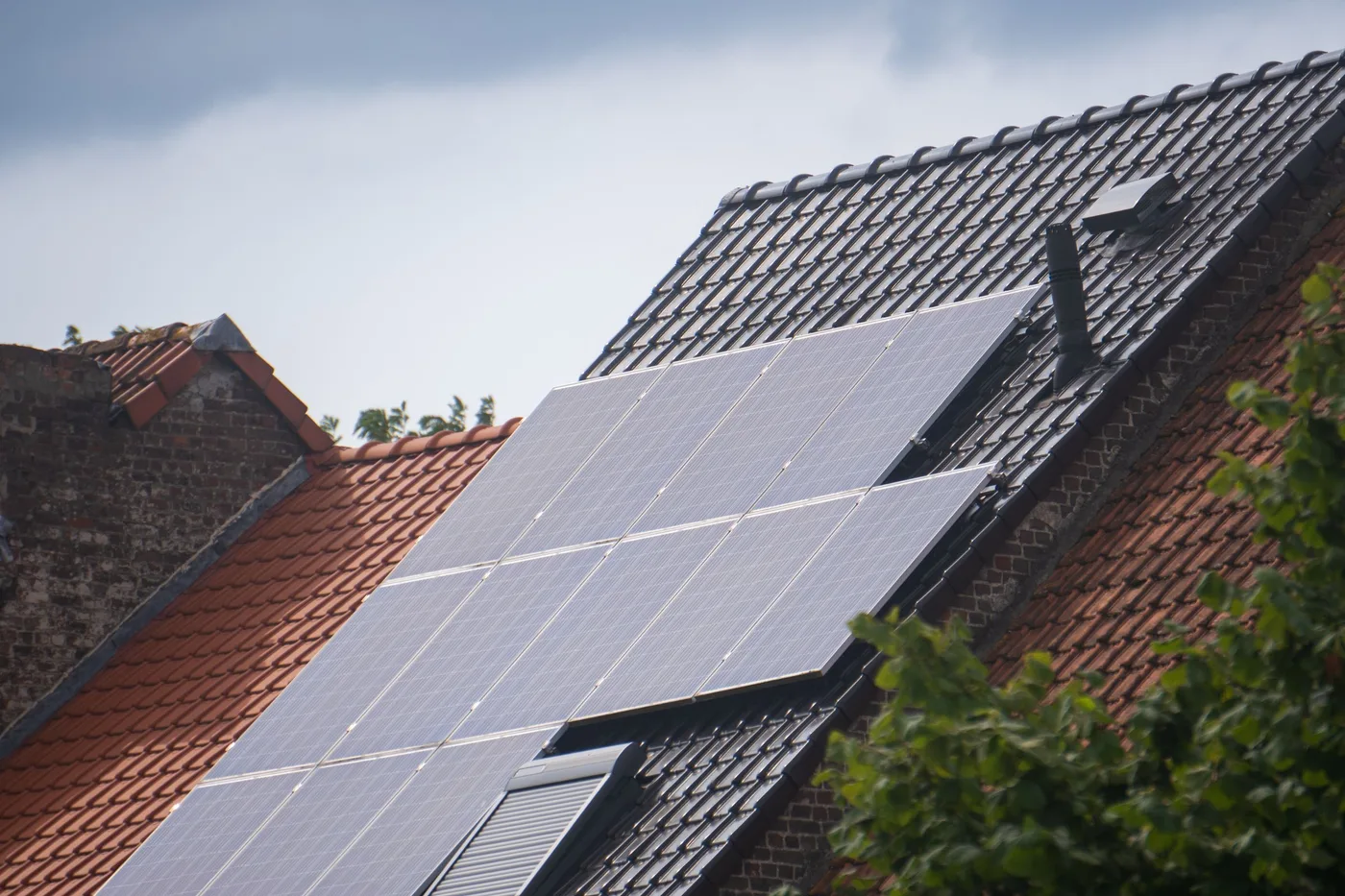 Solar panels installed across a pitched residential roof
